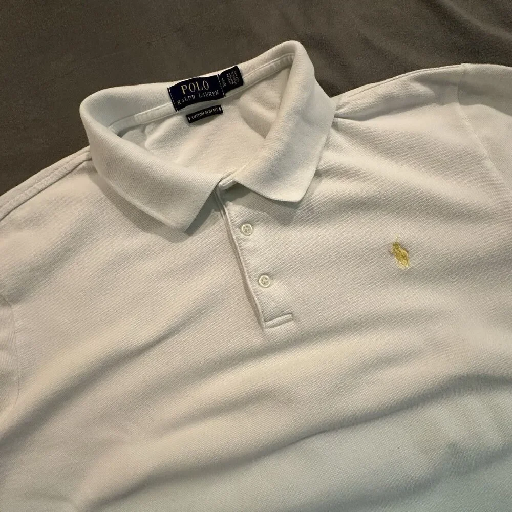 Polo Ralph Lauren Ombre Shirt Mens XL Custom Slim Fit Dip Dye White Blue